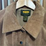Free People  VTG Camel Suede Snap Button Long Trench Jacket Boho Western Large Photo 2