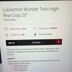 Lululemon athletica Wunder Train HR Crop 23” Sz6 Mineral Blue Flaw Photo 1
