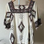Lucky Brand NWOT Cora Aztec diamond cute wide sleeve jersey top Photo 0