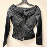 Gucci Long Sleeve Boat Neck Full Zip Short Moto Jacket Black Women's Size 38 / 0 Photo 0