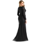 Cynthia & Sahar Long Sleeve Draped Stretch Satin Mermaid Dress Black M CS102 NWT Size M Photo 9