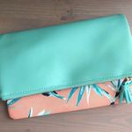 Rachel Pally Reversible Palm Print Turquoise Faux Leather Foldover Clutch Photo 3