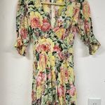 Faithfull the Brand Yellow Pink Floral Romper Womens 2 Puff Short Sleeve Ana Photo 0