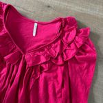 Anthropologie  dark pink ruffle long sleeve v-neck top Photo 3