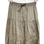 Coach Broderie Anglaise Long Skirt In Organic Cotton Dark Olive Women’s Size 6 Photo 2