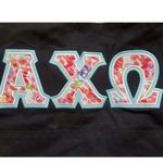 Alpha Chai Omega Tote Bag Black Embroidered Floral Logo Initials Pockets 16"x10" Photo 5