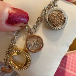 Michael Kors  bracelet sliver tone 5 charms diamonds paved hearts rose gold Photo 2