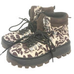 Urban Outfitters  Size 7 Tina Leopard Hiker Boot Lace Up Brown Photo 0