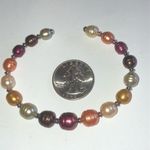 Honora 925 Genuine Cultured Freshwater Elegant Pearl Open Cuff Bracelet Pink Photo 2