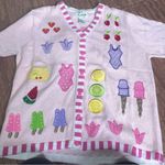 Quacker Factory  Summer Days Strawberries‎ Cherry Ice Cream Cardigan L Photo 2