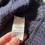 Free People  Waffle Knit V-neck Distressed Sweater in Navy XS - Oversized Photo 8