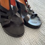 Gianni Bini  Women's 8 Zig Zag Slip On Wedge Heel Brown Leather Cutout Sandals Photo 9