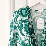 Rumer The Label Bodhi Green White Floral Boho Long Sleeve Shirt Mini Dress M NWT Size M Photo 10
