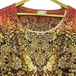 World Unity Bedazzled Grunge Punk Goblin Top XL Paisley Tattoo Y2K Multicolor Brown Photo 1