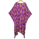 Roamans Oversized Kaftan Maxi Dress Size 1X Cover Up Multicolor Boho Beach Purple Photo 1
