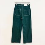 By Dyln Cooper Green High Rise Wide‎ Leg Baggy Jeans Contrast Stitch Size Small Photo 10