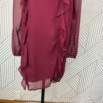 Tularosa  Bowie Beaded Long Sleeve Ruffle Mini Dress Maroon Size‎ US Large Photo 4