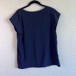 Gap Women’s Cap Sleeve Split Neck Blouse Navy Uniform Photo 4