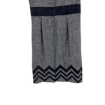 Tory Burch Navy Blue Tweed Dress Chevron Hem Suede Leather Accents Size 6 Photo 3
