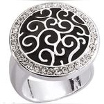 18K GE White Gold & Black Swirl Design Ring (4.75) Silver Photo 0