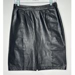 80’s GIII Black Leather Pencil Skirt w/ Snap Slit Closing Back medium Photo 2