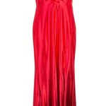 Jump  Apparel Satin Silky Red Sleeveless Floor Length Formal Gown Prom Dress NWT Photo 0