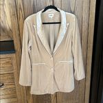 BiBi Shiny Velvet Peak Lapel Single Blazer Champagne Cream Tan Size Large Photo 4