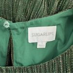 Sugar Lips Shimmering Green Short Sleeve Midi Dress size Small Tiered Skirt Photo 7