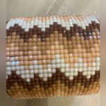Neutral Chevron Mosaic Gold Tone Chunky Cuff Bracelet Brown Photo 1