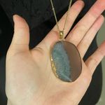 💜 Francesca’s Agate Stone Necklace with Gold Edge in Green Blue Color Photo 1