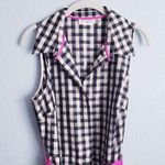 Eliza J  Black and White Gingham Shirt Dress with Barbie Pink Bow Photo 4