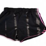 2000s Black Pink Striped micro mini elastic waist low rise sporty active gym basketball volleyball shorts #Y2K Sz M Photo 1