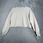 Frame  Shirt Womens Medium‎ Cream Cropped Sweatshirt Distressed Oversized Casual Photo 1
