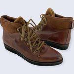 Johnston & Murphy  Brown Leather Suede Lace Up Fur Tongue Ankle Boot 78-51776 9.5 Photo 0