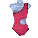 Fendi NWT Pink Logo One-Shoulder Cutout One Piece Swimsuit Size Large Photo 3