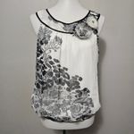Maurice's White Black Floral Sleeveless Rosette Top Women L Bohemian Feminine Photo 1