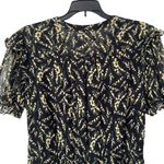 Ba&sh  Matcha Black Yellow Floral Print Dress size small Puff sleeve Mini Photo 7