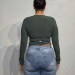 Alo Yoga Dark Cactus Green Ribbed Stardust Jacket Sz M Photo 8