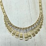 Solid 14K yellow gold Egyptian revival fringe bib necklace, vintage Photo 3