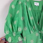 Frnch Midi Floral Dress Women S Emerald Green Eyelet Embroider Puff Sleeve Boho Photo 5