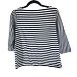 Lands' End Womens Top 3/4 Sleeve Boat Neck Striped Navy Blue White XSP Photo 1