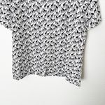 J.Crew [] Black White Giraffe Novelty Print Short Sleeve Round Neck Blouse Sz XL Photo 5
