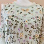 Ivy City Co Mint Green Purple Beaded Floral Embroidered Tulle Dress Photo 4