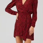 Free People  Kinsley Wrap Dress Red Black Floral Combo Long Sleeve Size 0 Photo 0
