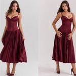 House Of CB  M A-C   'Beau' Wine Pleated Midi Dress NWOT Photo 10