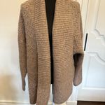 Frye  Open Front Mixed Texture Cable Knit Cardigan Sweater Heather Brown NEW Photo 2