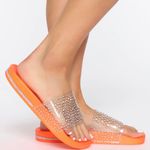 Cape Robbin Neon Orange Embellished Slides Photo 9