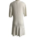H&M  Viral Old Money Rib Knit Fitted Button Mini Dress Off White Cotton Photo 3