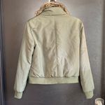 Wild Fable  Coat Women Medium Faux Fur Hood Bomber Jacket Green Cozy Photo 4