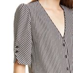 frame denim Frame Black White Striped Silk Blouse Photo 5